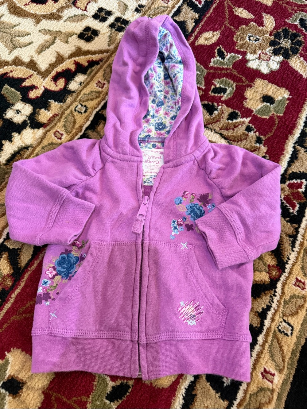 10/20 Toddler Purple Floral Zip Hoodie